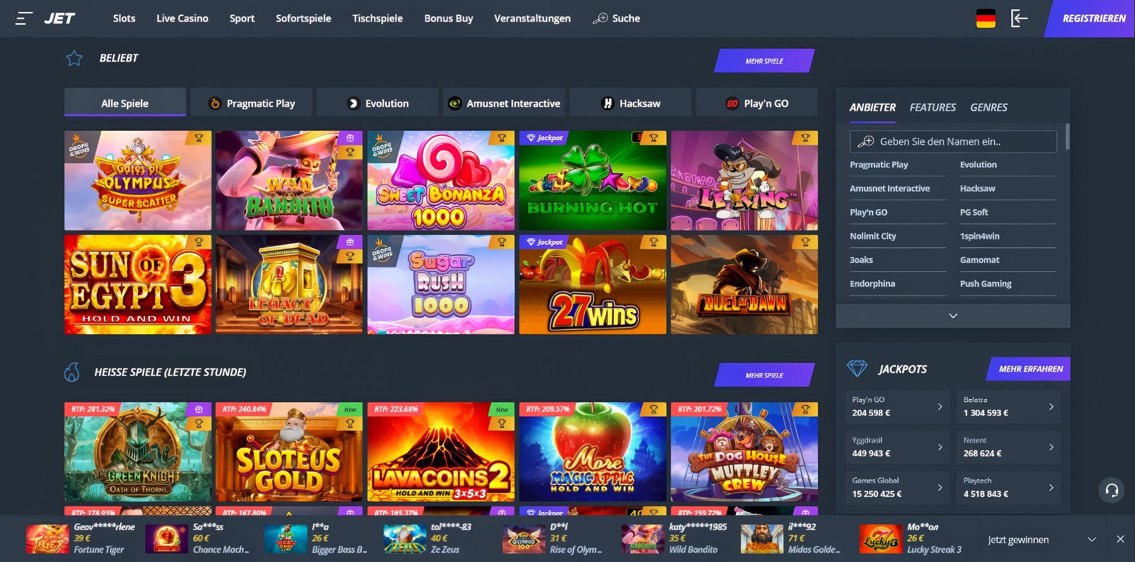 Jet Casino desktop screenshot 2
